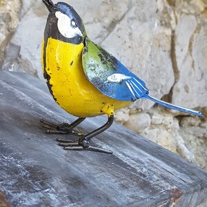 mésange bleue en metal recyclé, oiseaux des jardins image 8