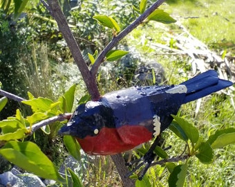Vogel aus recyceltem Metall, Dompfaff, Gartenvögel