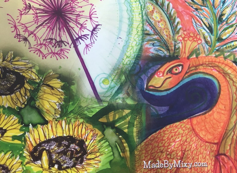 Art Postcard 'Peacock Flowers' image 5