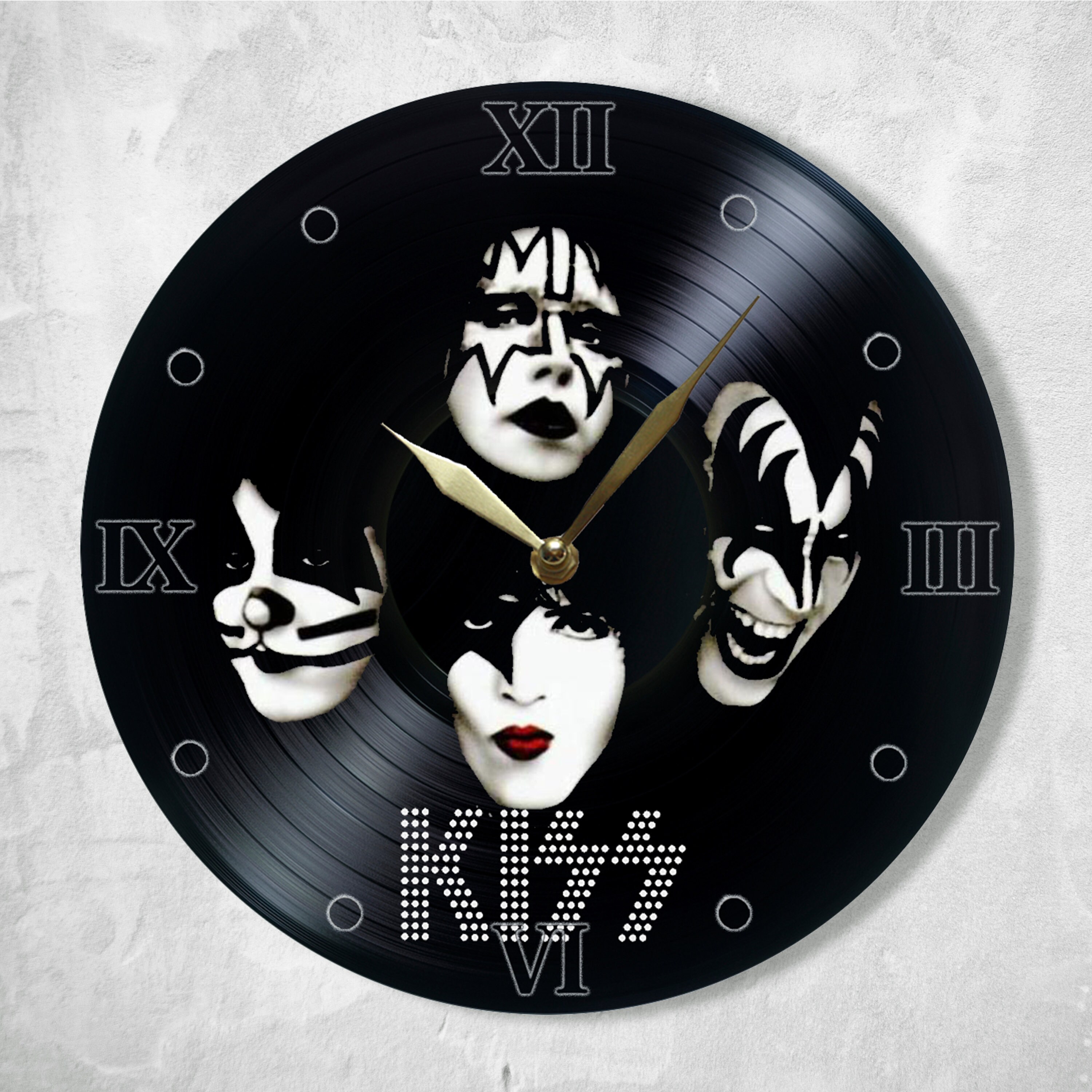 Kiss Vinyl Clock Painted Wall Clock Kiss Rock Band Best Gift Etsy
