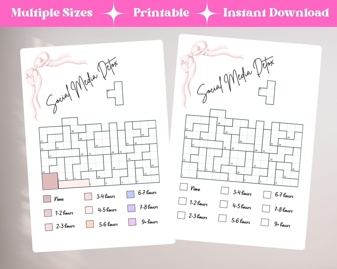 Teen Girl Social Media Detox Tracker | Printable Screen Time & Digital ...