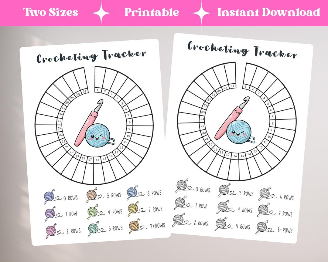 Monthly Crochet Tracker Printable | Colorable Yarn Project Planner | Crochet Progress Tracker ...