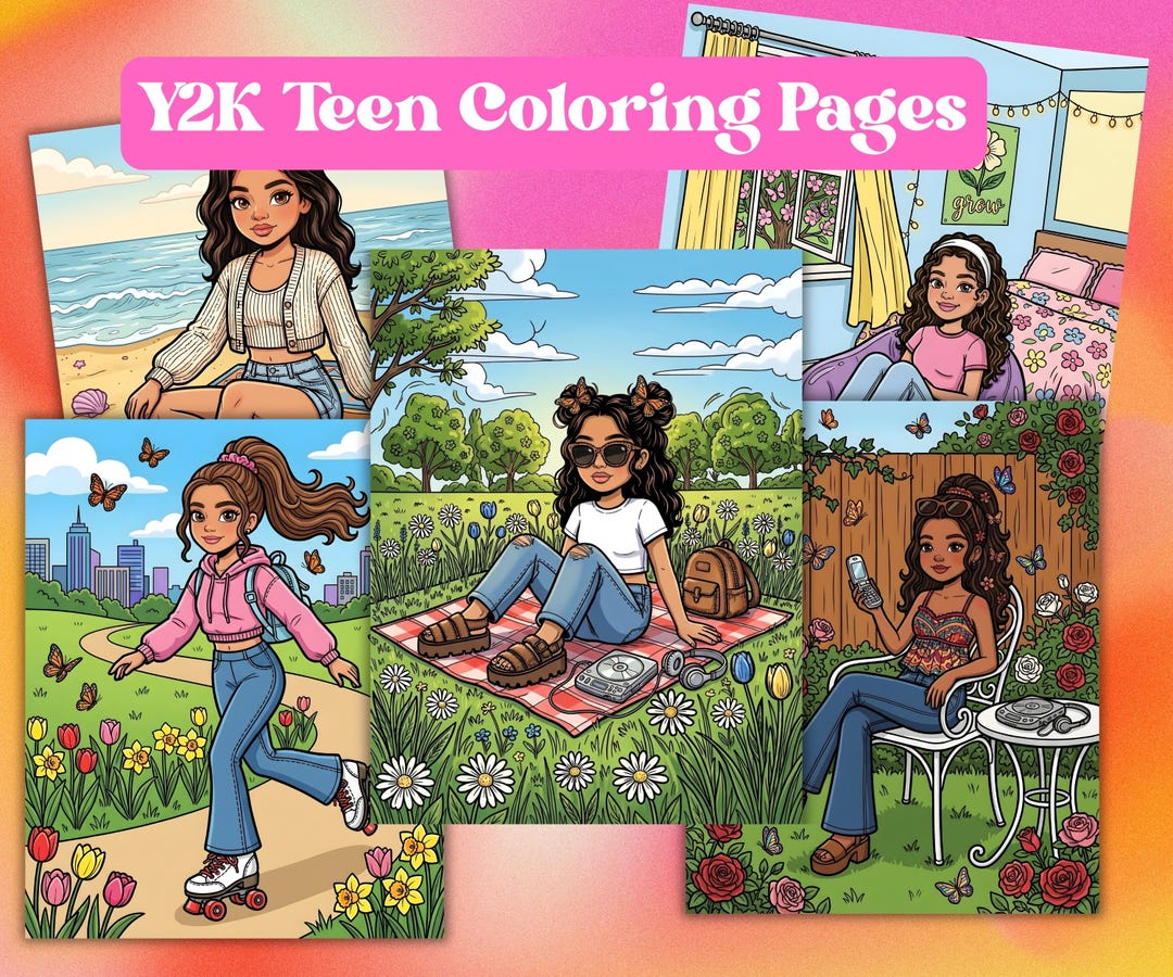 Y2K Coloring Pages Printable | 2000s Latina Teen Nostalgia Coloring ...