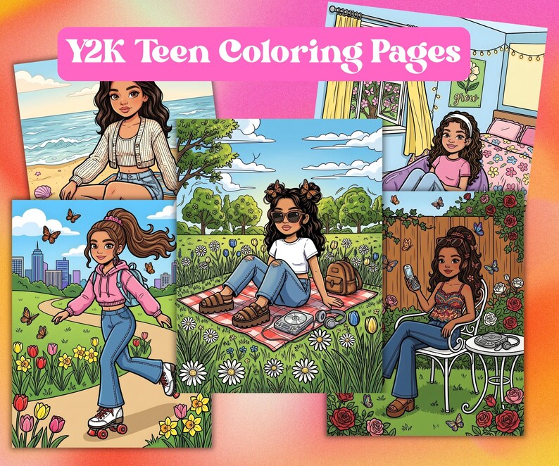 Y2K Coloring Pages Printable | 2000s Latina Teen Nostalgia Coloring ...