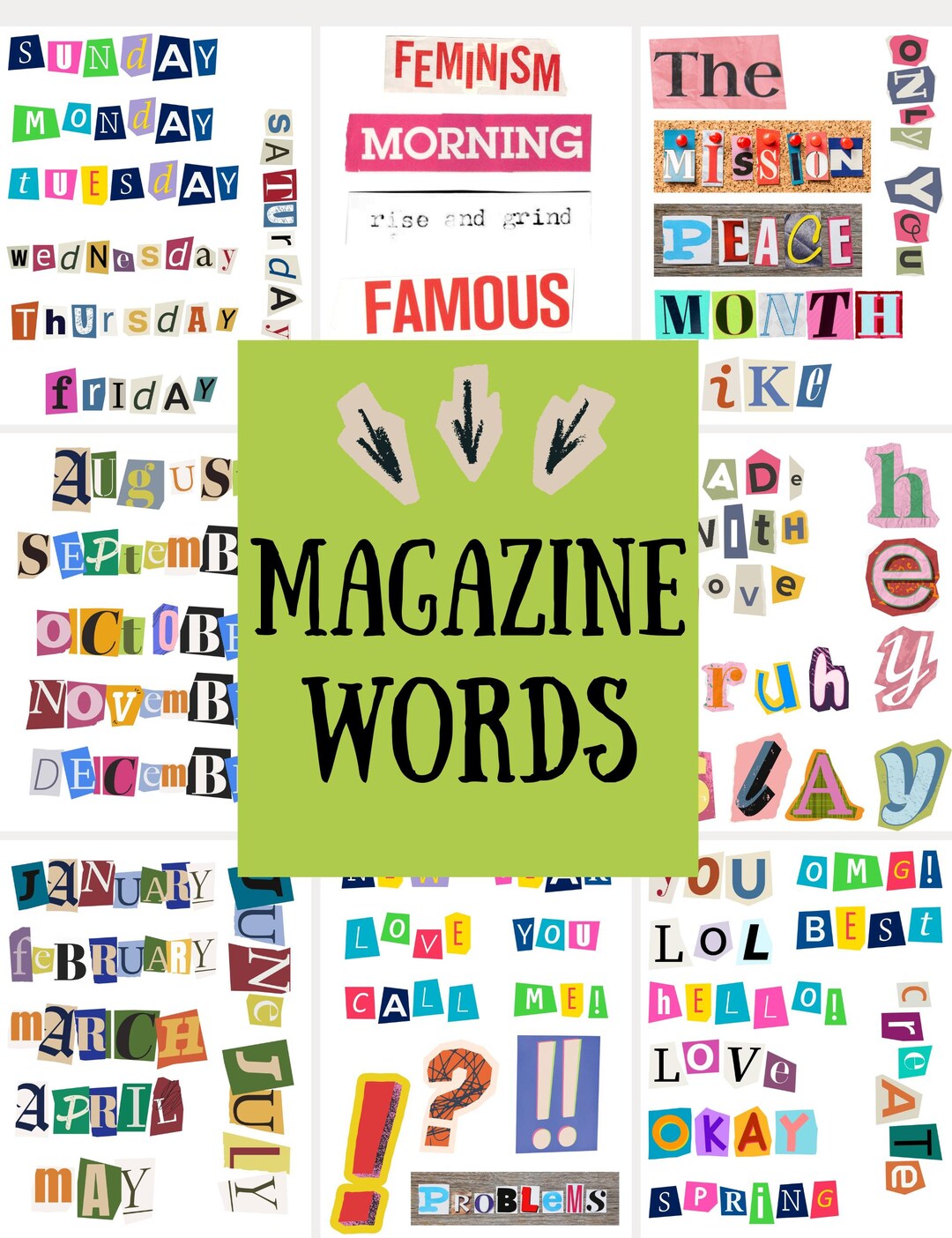 Printable Magazine Words for Collage & Vision Boards – Aesthetic Cut ...