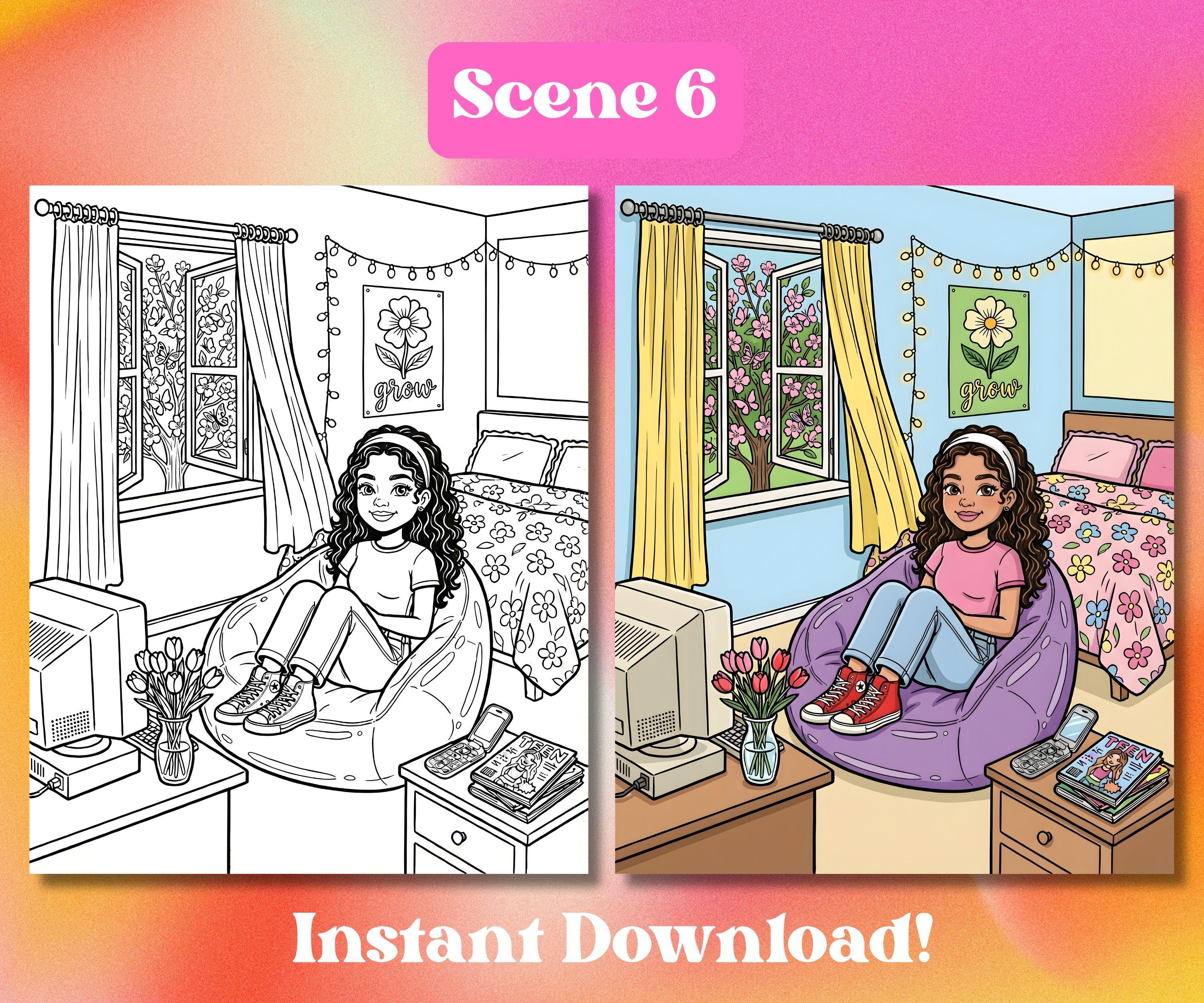 Y2K Coloring Pages Printable | 2000s Latina Teen Nostalgia Coloring ...