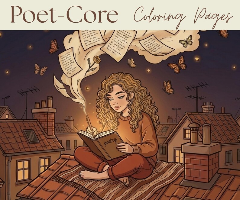 Poetcore Coloring Pages | Romantic Vintage Aesthetic Printable Coloring ...