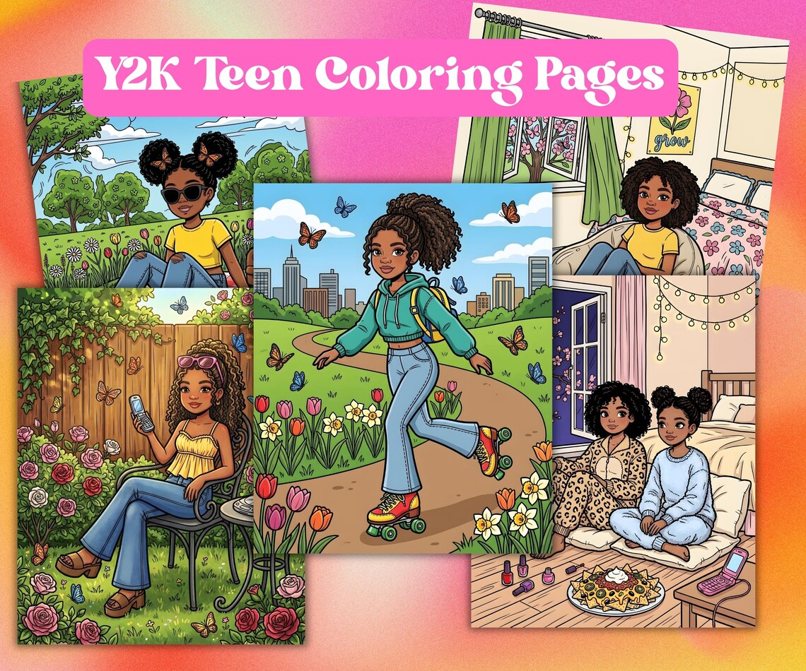 Y2K Coloring Pages Printable | 2000s Teen Nostalgia Coloring Book ...