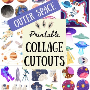 Outer Space Collage Kit Printable | Junk Journal Space Ephemera | Planet Vision Board | Galaxy Scrapbook