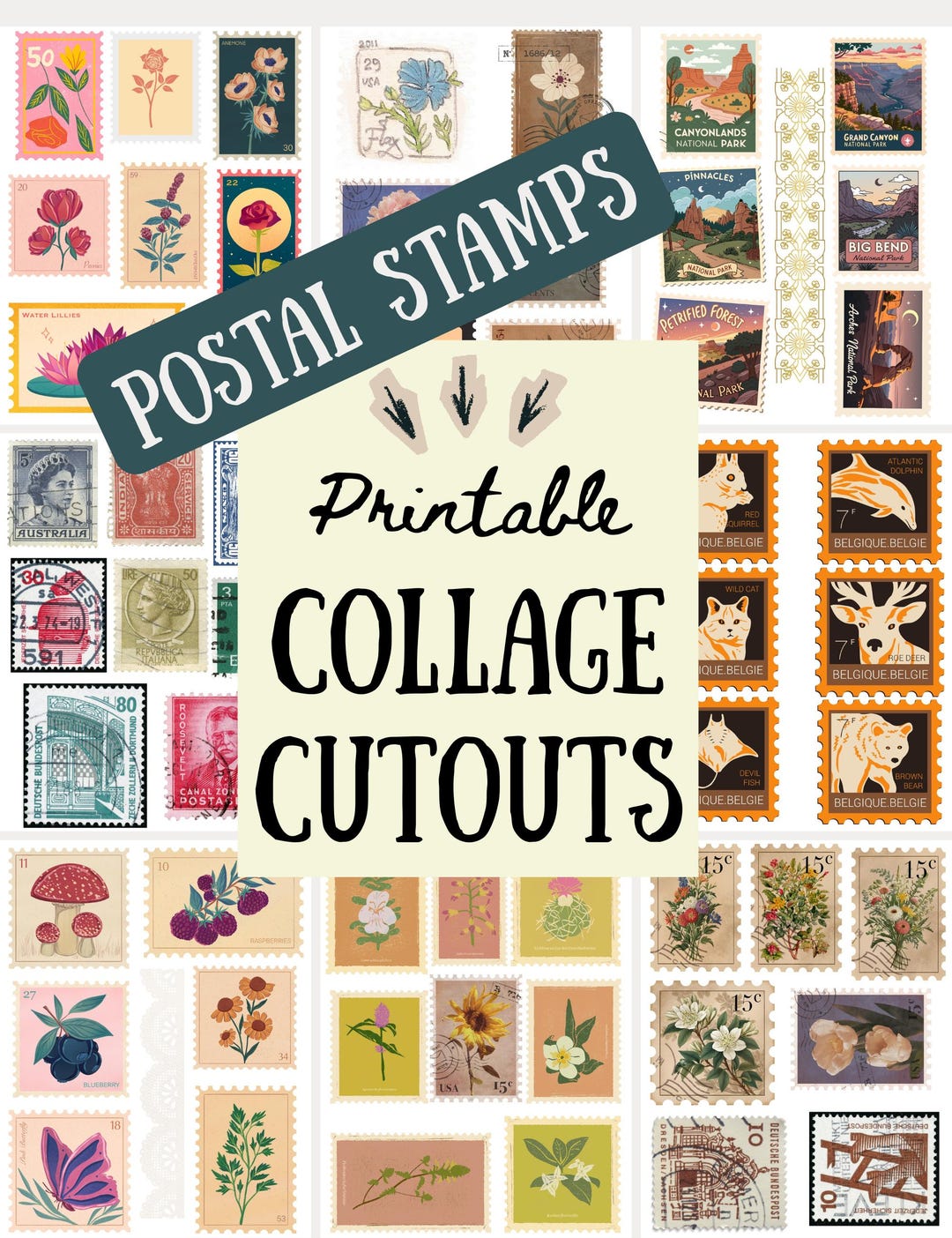 Vintage Postal Stamps Ephemera Kit | Antique Mail and Old Letters ...