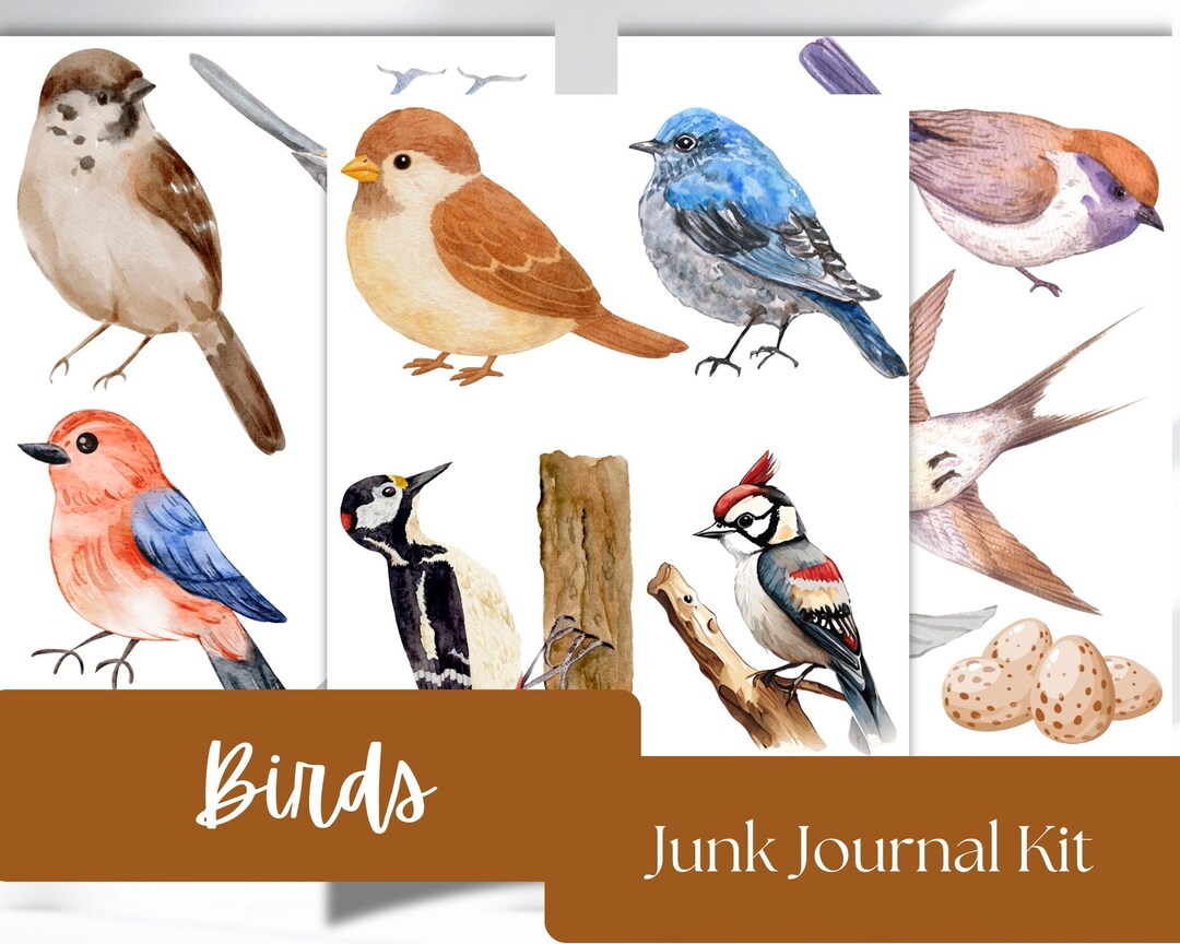 Bird Junk Journal Ephemera Kit Printable, Botanical Collage Sheets ...