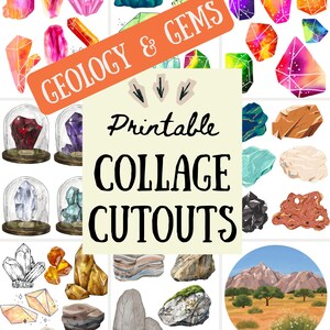 Geology & Gems Collage Kit | Rock and Crystal Ephemera for Junk Journals, Nature Journals, Scrapbooking, Vision Boards | Digital Download