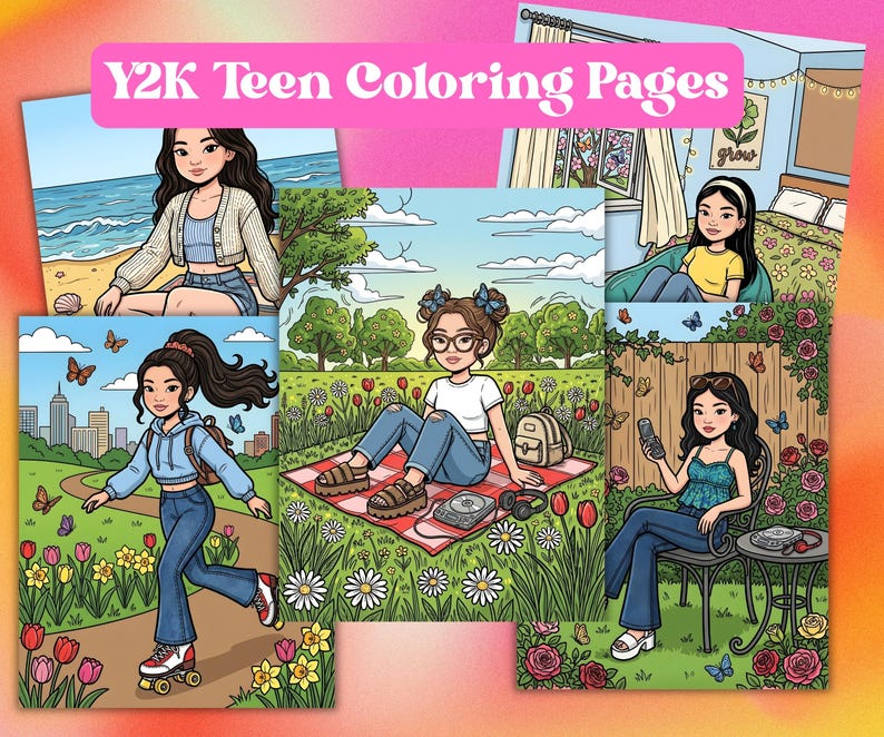 Y2K Coloring Pages Printable | 2000s Teen Nostalgia Coloring Book ...