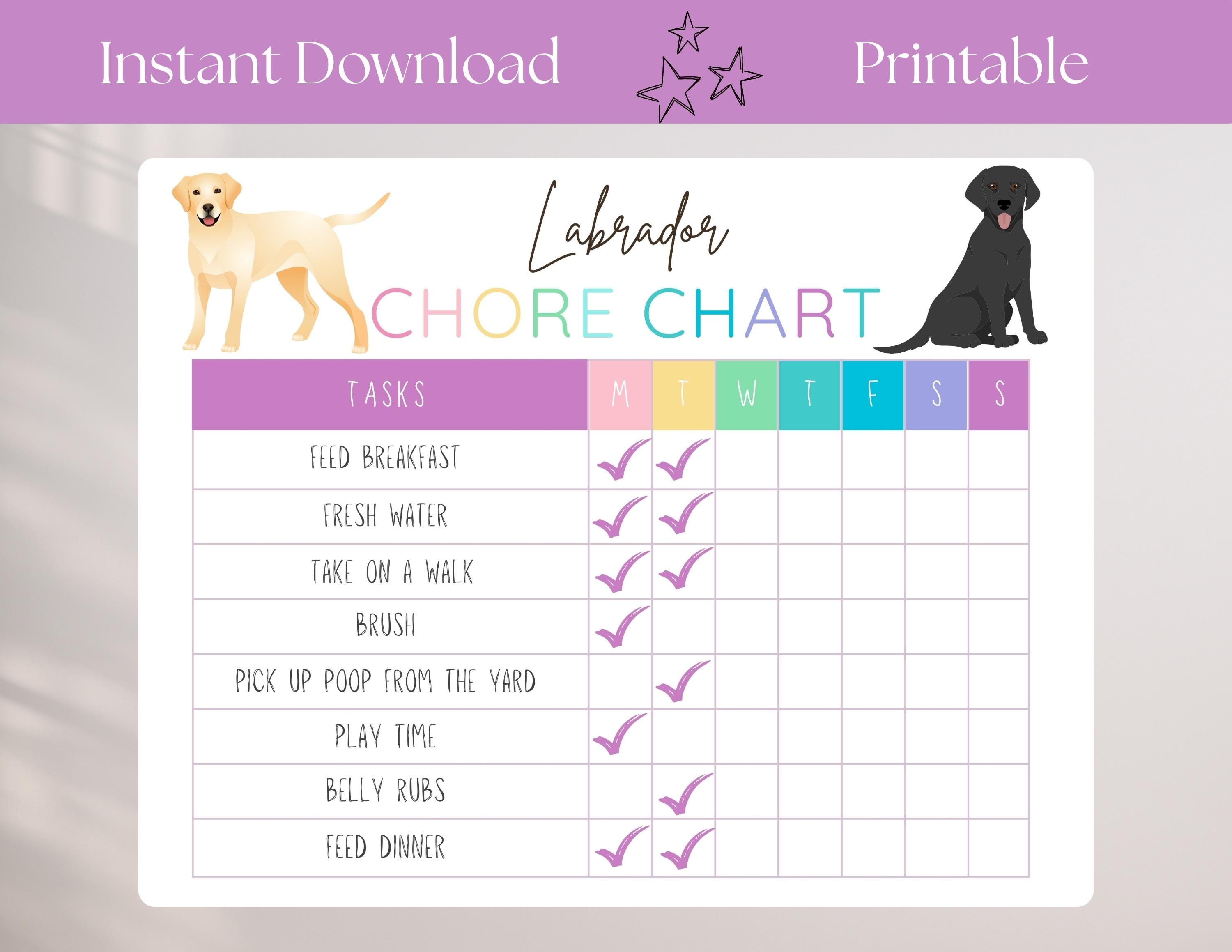 Labrador Sweet Chart Labrador Retriever Chore Chart Printable • Dog Responsibility Tracker ...