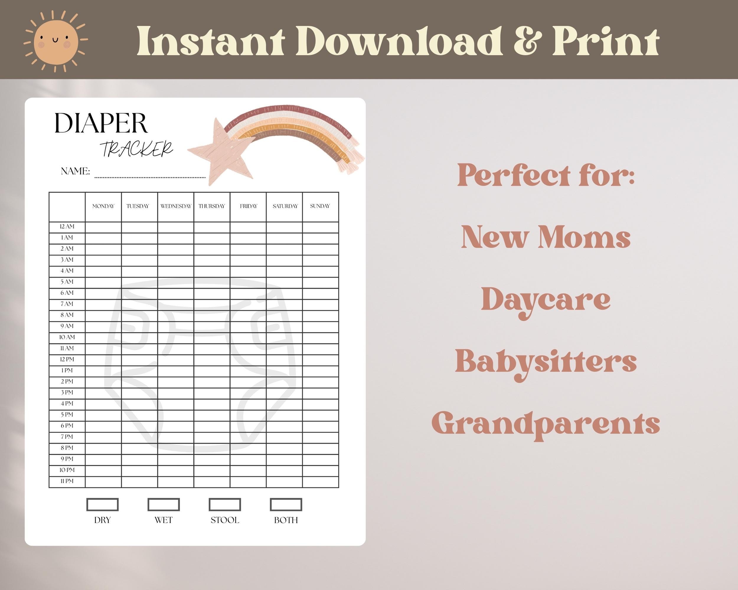 Diaper Log Printable, Baby Diaper Change Tracker Planner PDF, Daily ...