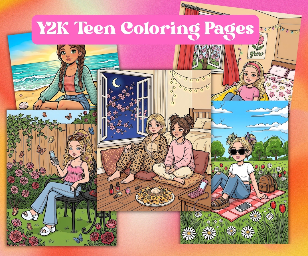 Y2K Coloring Pages Printable | 2000s Teen Nostalgia Coloring Book ...