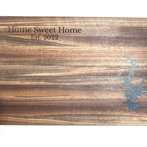 Custom Lake Black Walnut Cutting Board. Choose your own lake and engraving image 5