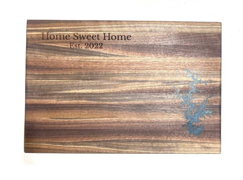 Custom Lake Black Walnut Cutting Board. Choose your own lake and engraving image 5