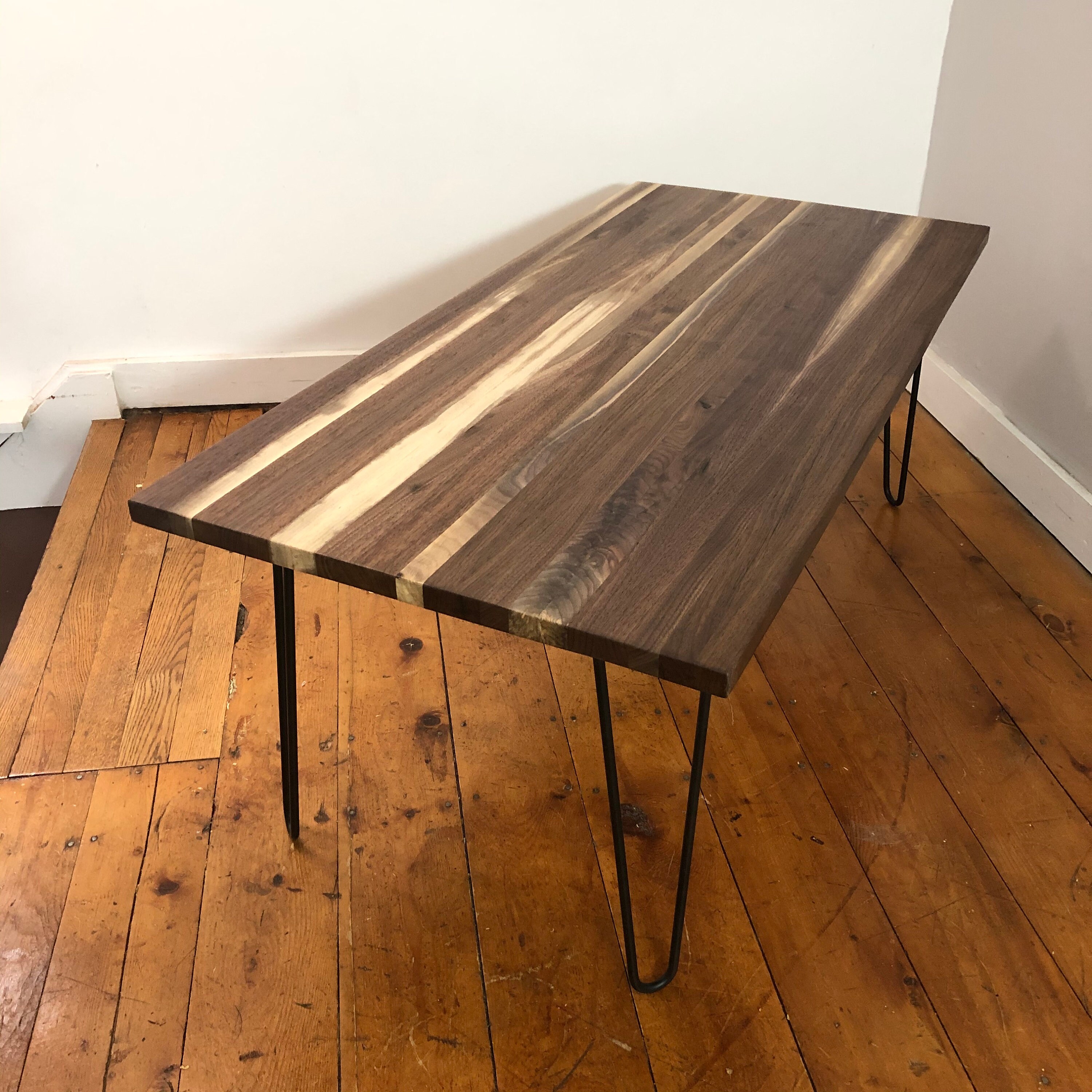 Black Walnut Coffee Table With Hairpin Legs Etsy