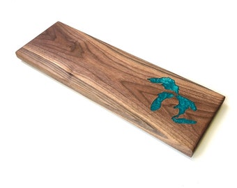 Great Lakes Black Walnut Charcuterie Board with built in handles
