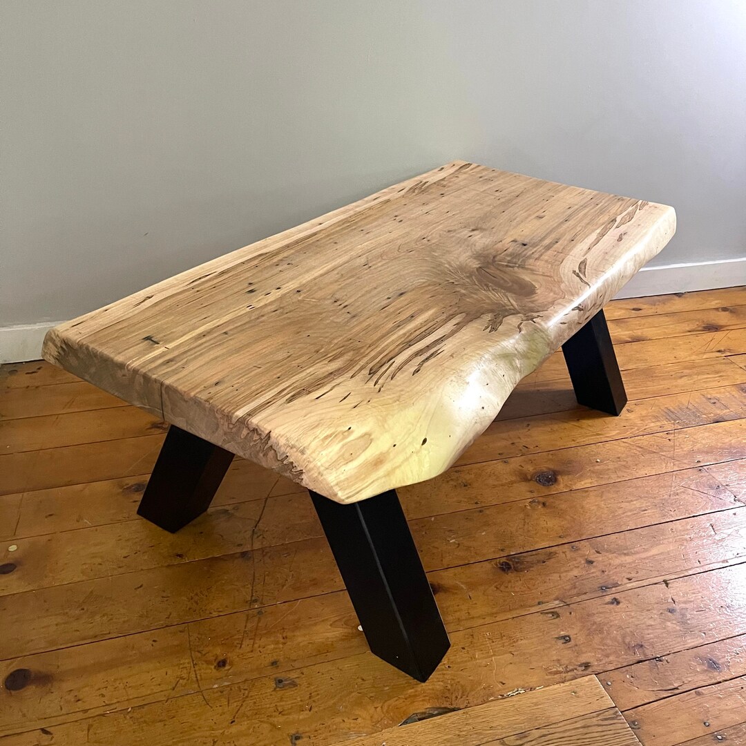Ambrosia Maple Live Edge Coffee Table With Custom Steel Base Etsy