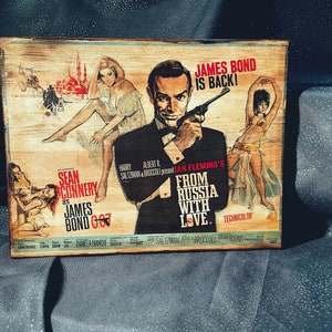 James Bond From Russia with Love Movie Poster Vintage Wooden Picture Home Decor