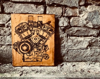 Large Size Harley-Davidson VRSC Motorcycle Engine Home Decor Wall Decor Garage Artwork