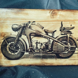 Zündapp KS750 Motorcycle Wooden Picture Home Decor Wall Decor