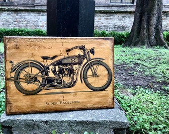 Vintage Excelsior Super X Motorcycle Home Decor Wall Decor Wooden Picture