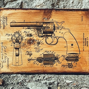 Vintage Mason Revolver Wooden Picture Wall Decor
