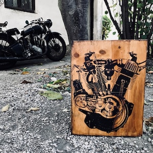 Large size Harley Davidson J JD Motorcycle Engine Wooden Picture