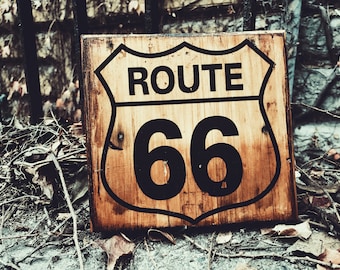 Route 66 Vintage Wooden Picture Wall Decor