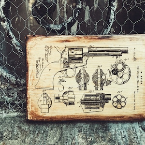 Vintage Mason Revolver Wooden Picture Wall Decor
