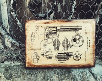 Vintage Mason Revolver Wooden Picture Wall Decor