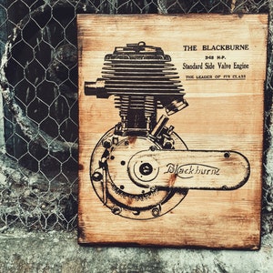 Blackburne Vintage Motorcycle Engine Wooden Picture