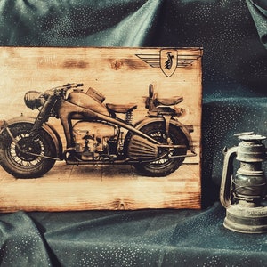 Zündapp KS750 Motorcycle Wooden Picture Home Decor Wall Decor