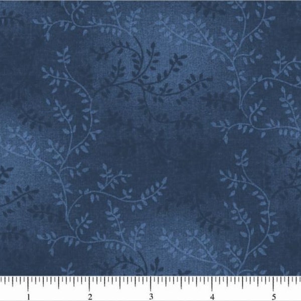 Blue Branches on Medium Blue Background 108in Wide Quilt Backing Fabric - High Quality Quilting Cotton Civil War Blue