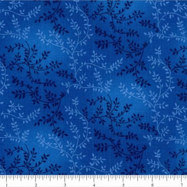 Blue Branches on Royal Blue ground 108in Wide Quilt Backing - High Quality Quilting Cotton - Tone-on-tone