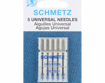 Schmetz Universal Sewing Machine Needles 5 pc, 3 sizes