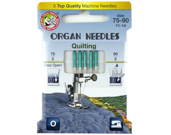 Organ Quilting Needles  -2 sizes- (3) 75/11 and (2) 90/14 -Universal Sewing Machine Needles