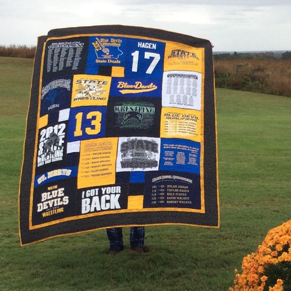 Custom T-shirt Memory Quilt Made-to-Order (Deposit only) Finished price quoted at time of order based upon design and size specification.