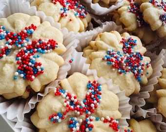 Bunt Rot Weiß Blau Feuerwerkskörper Butter Cookies 4+ Duzend - 4.Juli