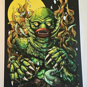 The Creature From the Black Lagoon Illustration, Swamp Monster Print