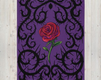 Rose Thorn Throw Blanket, Magical Girl Briar Rose Illustration