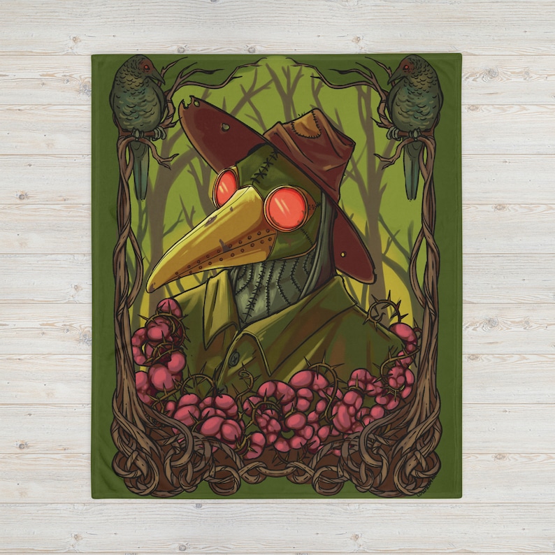 LulusArtCreations Plague Doctor Throw Blanket