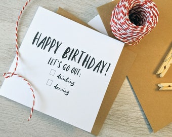 Let's go out! Editable greetings card for celebrating birthdays