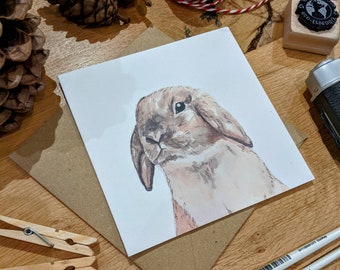 Little bunny watercolour design greetings card for any occasion