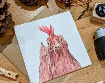 Chicken watercolour design greetings card for any occasion