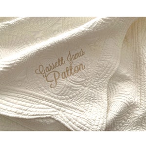 Personalized Baby Quilt with Name, Custom Embroidered Keepsake