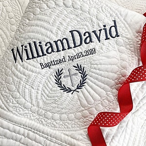 Personalized Christening Gift for Baby Boy, Baby Baptism Quilt, Baptism Keepsake,Gift From Godmother,Baptism Baby Blanket Godchild Gift Idea